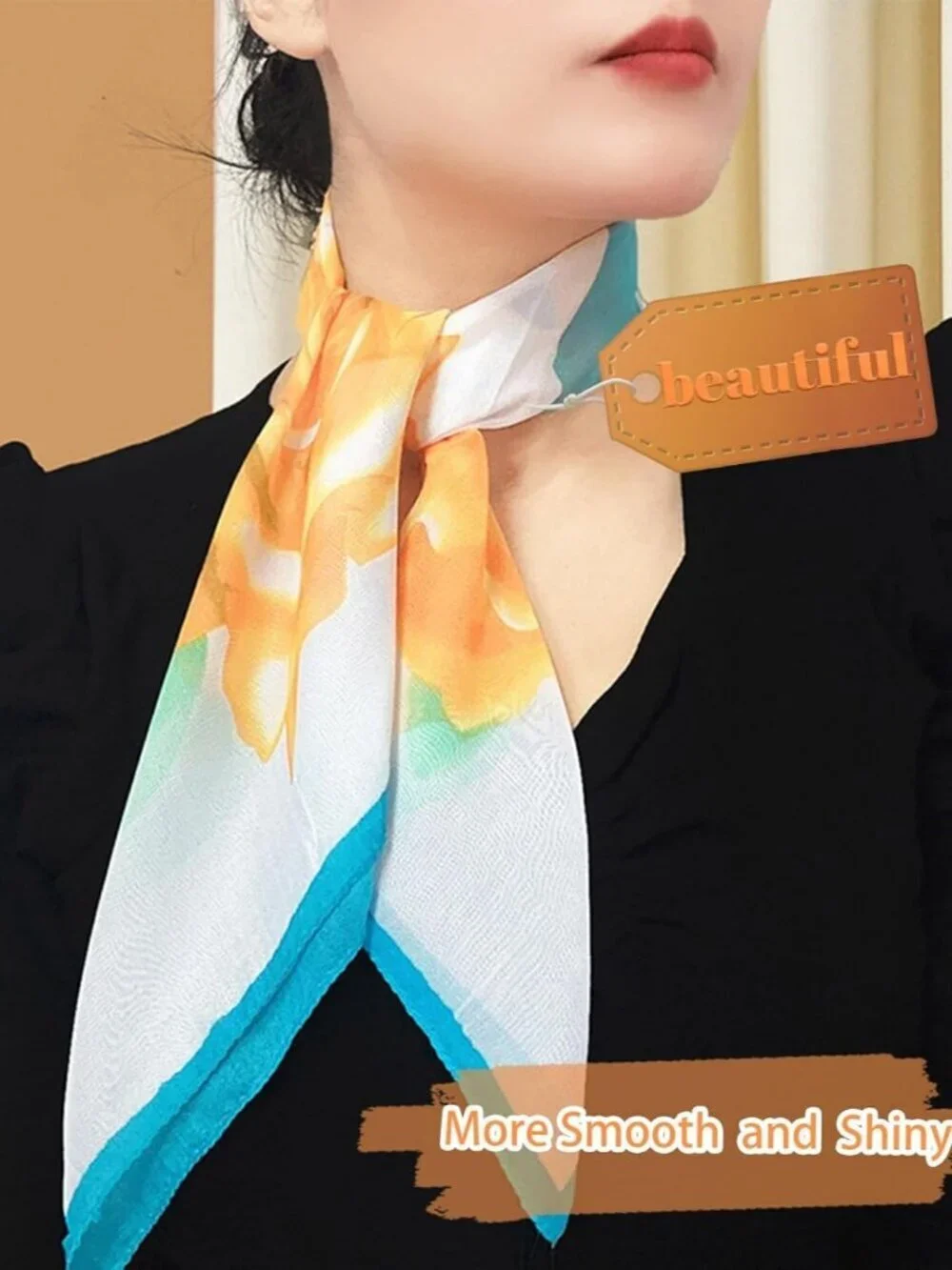 Women's Green Leaves Festoon Border Elegant Oblique Angle Scarves Bag Scarfs